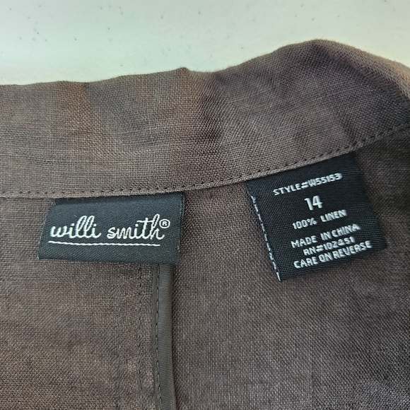 Willi Smith Linen Blazer  Women's 14 Brown Lightweight - Picture 3 of 7